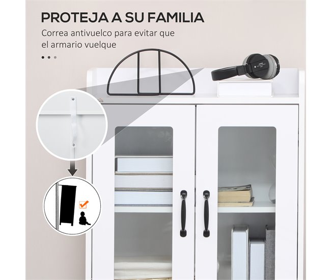 Vitrine Sala de Estar Melamina de Madeira, MDF e Vidro Temperado 60 Branco
