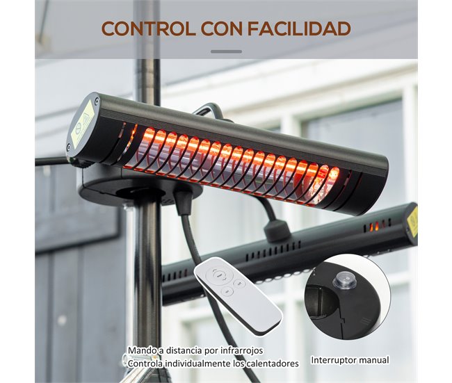 Aquecedor Elétrico de Exterior Outsunny 842-279V91BK Preto