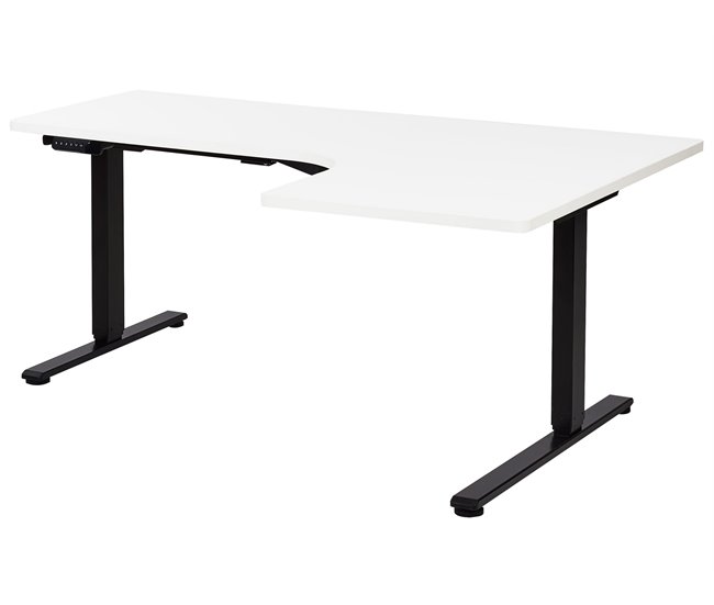 Beliani Escritorio ajustable DESTINES 160x109 Branco/ Preto