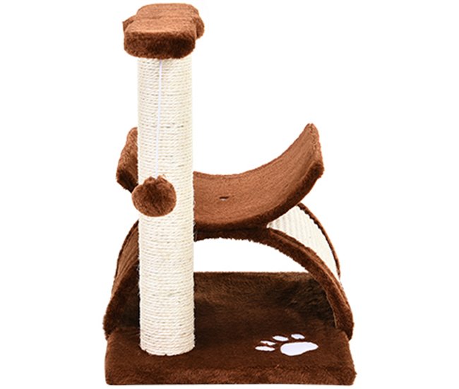 Arranhador para Gatos Aglomerado de Madeira, Pelúcia e Sisal Castanho