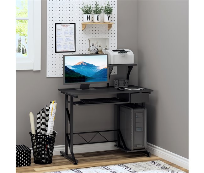Mesa para Computador MDF e Metal HOMCOM, escritório - secretárias 90x50 Preto