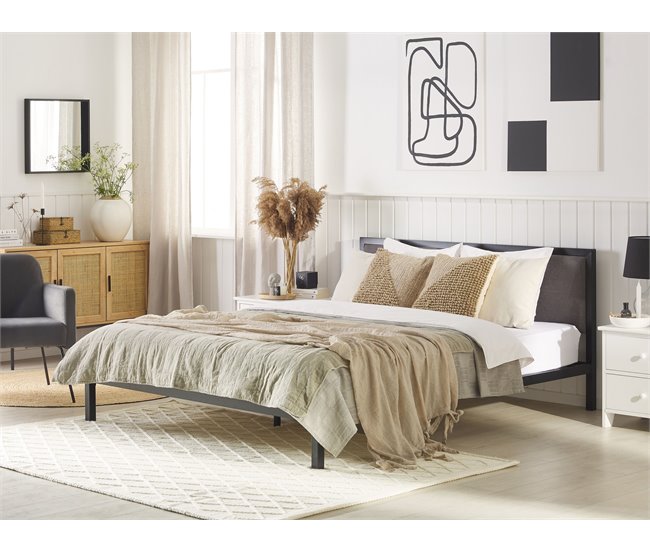 Beliani Cama com estrado Aço CLAMART 167x210 Bege