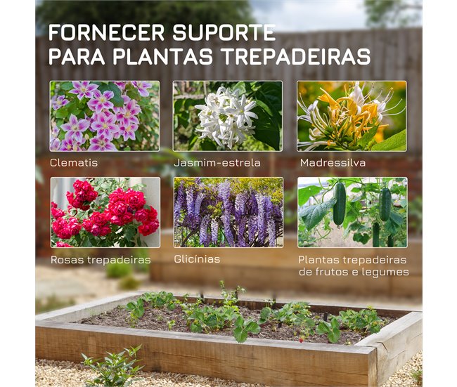 4 Treliças de Jardim aço Outsunny, varanda e jardim - jardinagem Preto