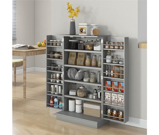 Armário de Cozinha MDF e Melamina de Madeira HOMCOM Cinza