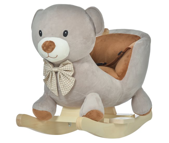 Cavalo de balanço infantil Luxuoso, Madeira, Aço HOMCOM Cinza