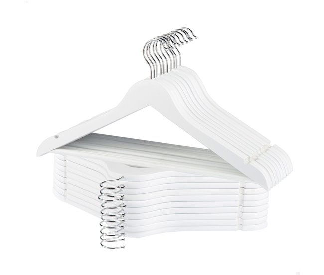 Max Home Pack de 20 cabides de madeira Branco