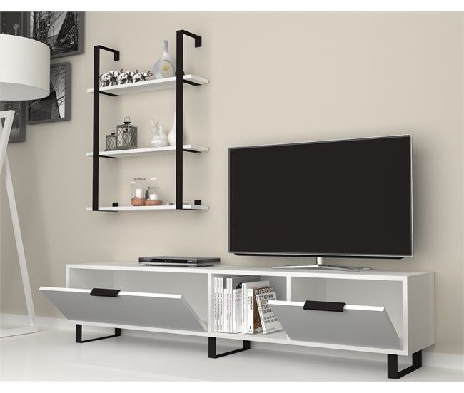 Conjunto de móvel de TV e prateleira ZENA, branco Branco