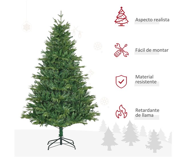 Árvore Natal Artificial PE, PVC, Metal HOMCOM, casa - natal Verde