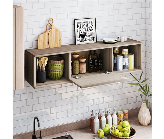 Armário Casa de Banho de Parede Melamina de Madeira HOMCOM Castanho