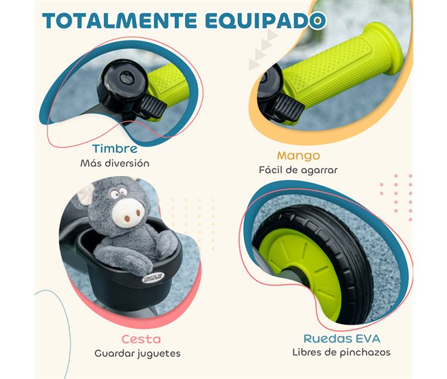 Triciclo para Crianças Metal, EVA, Polipropileno e PE AIYAPLAY Preto