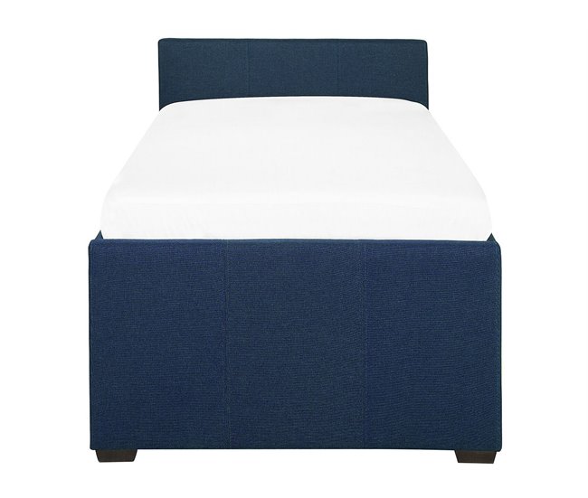 Beliani Cama com estrado Poliéster MARMANDE 86x214 Azul Marino