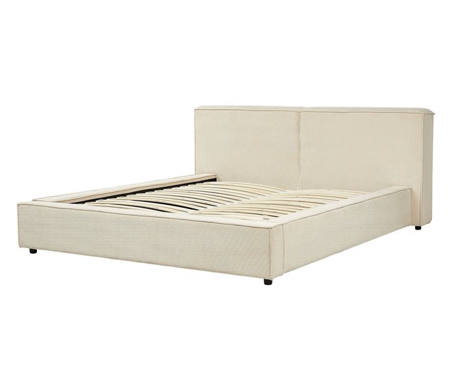Beliani Cama com estrado Bombazine LINARDS 210x242 Bege