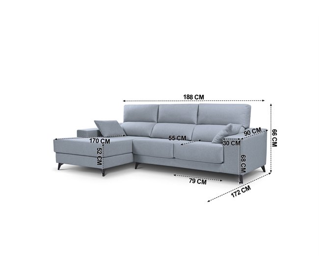 Chaise longue NOELIA 3 lugares Azul Claro