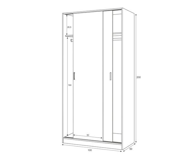Armário 2 portas com efeito madeira 100 Branco
