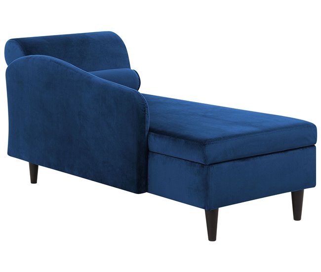 Beliani Chaise longue versão à direita Veludo LUIRO Azul Marino