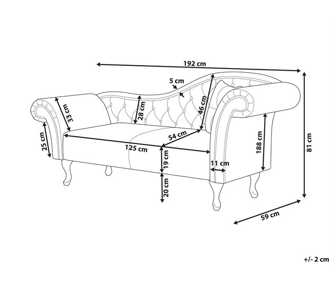 Beliani Chaise longue versão à direita Veludo LATTES Bege