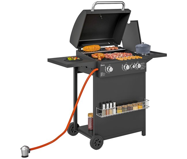 Barbecue a Gás Aço e ABS Outsunny Preto