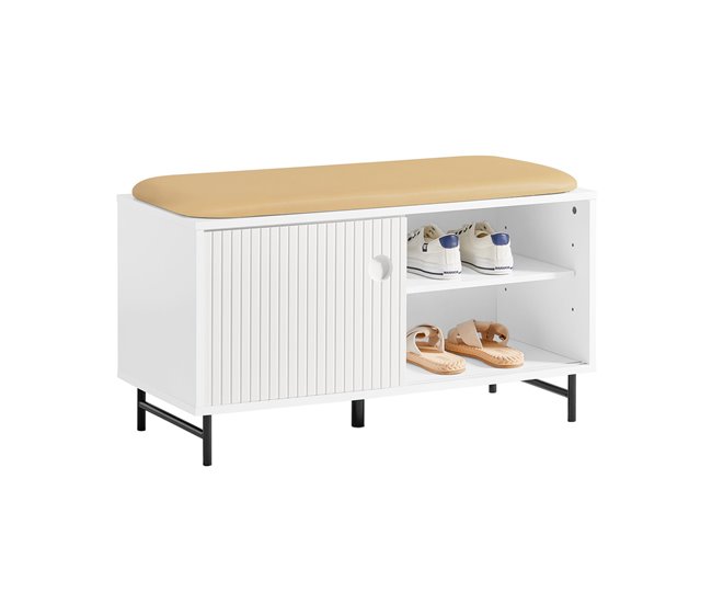 Banco para sapatos com portas de correr FSR116-W SoBuy Branco