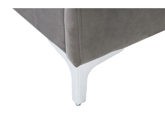 Beliani Cama com estrado Veludo AMBERT 188x212 Cinza