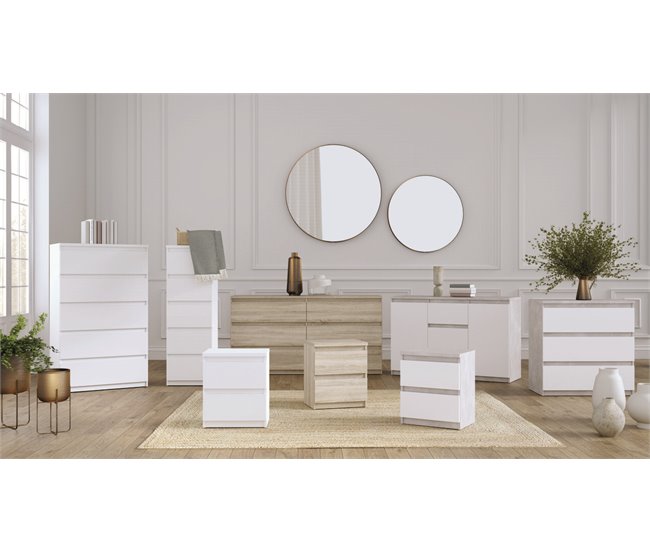 Cómoda 6 gavetas NEVADA Branco/cinza