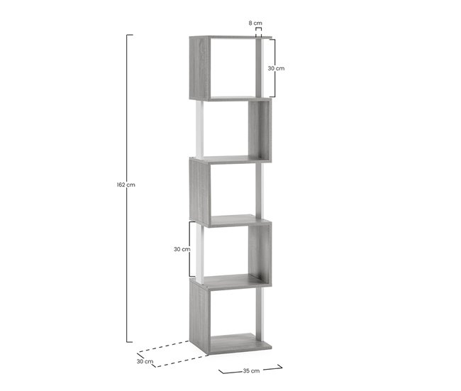 Estante Maldivas 5 espaços 35 Madeira