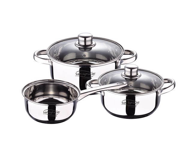 3 peças Bateria de cozinha + jogo de remendo Cromada