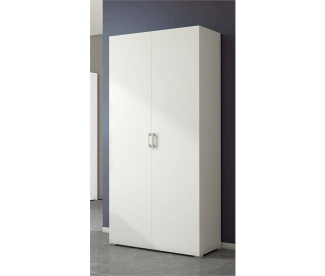 Armário multiuso com 2 portas com efeito madeira 90 Branco