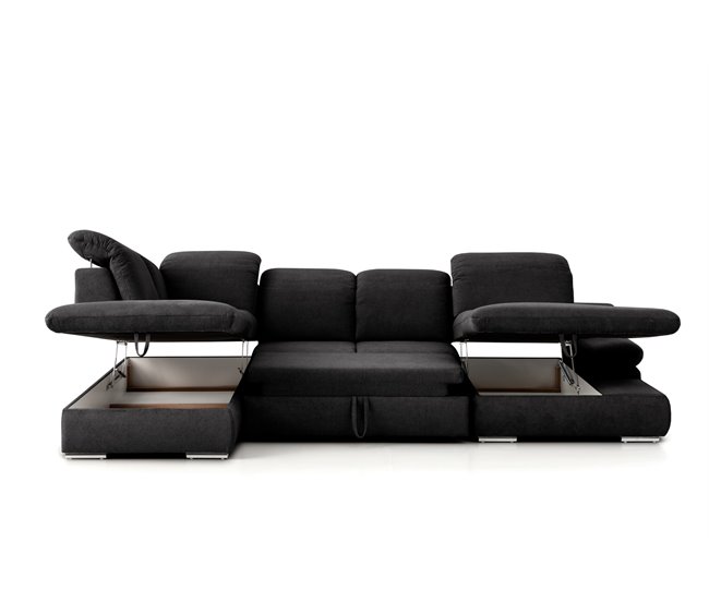 Sofá de canto ISONA com cama Antracite