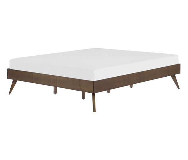 Beliani Cama com estrado MDF BERRIC 148x202 Castanho