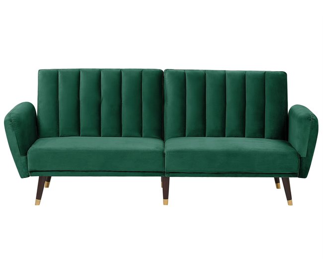 Beliani Sofá-cama Veludo VIMMERBY Azul Claro