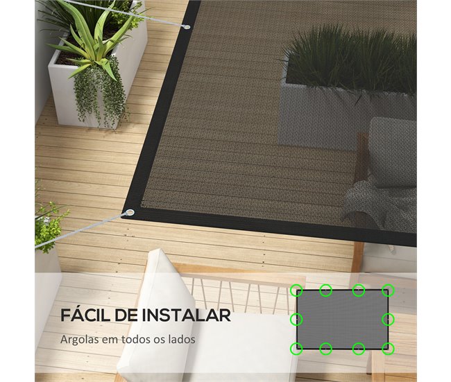 Vela de Sombra PP Outsunny Preto