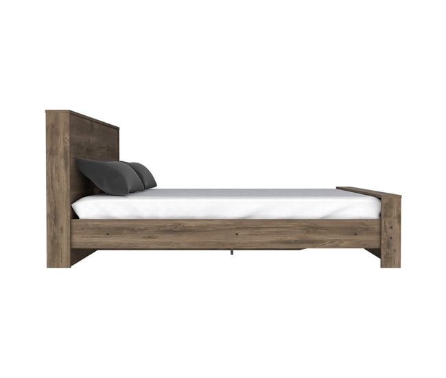 Base de cama completa Galanto, com moldura Castanho