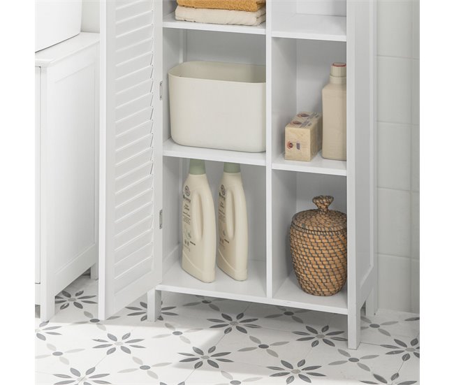 Armário de casa de banho 1 porta e 3 prateleiras BZR39-W SoBuy Branco