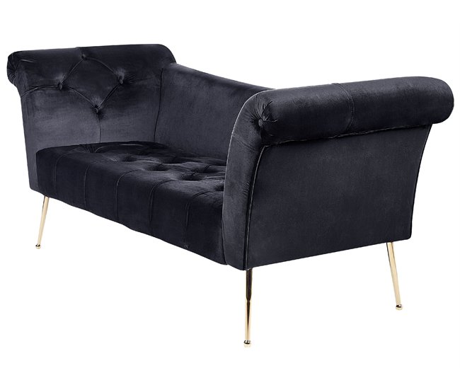 Beliani Chaise longue Veludo NANTILLY Preto