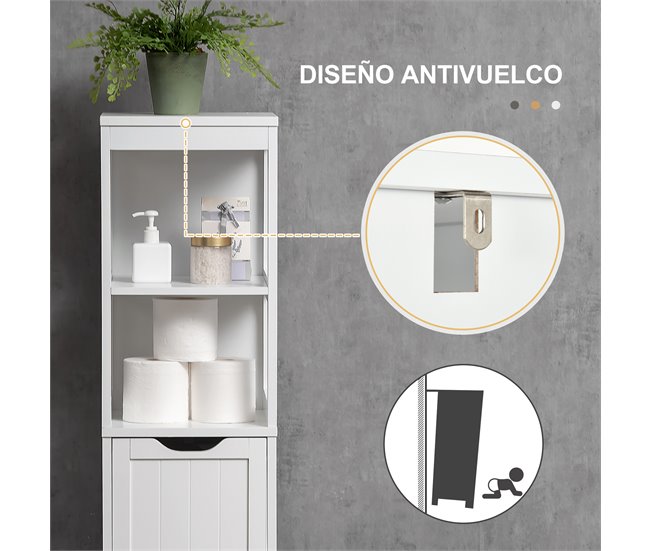 Armário Auxiliar Casa de Banho MDF HOMCOM, casa - casa de banho Branco