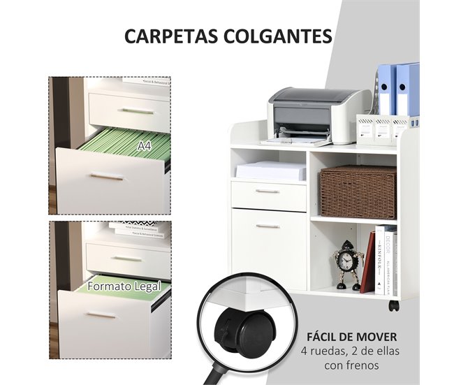 Armario para Impresora Melamina Vinsetto 80 Branco