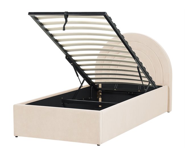 Beliani Cama com armazenamento Veludo ANET 98x218 Azul Claro