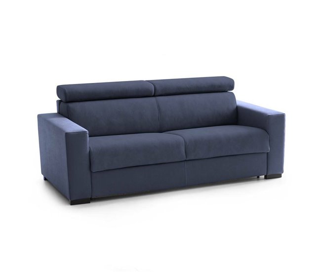 Sofá cama 3 lugares em tecido  Daara Azul