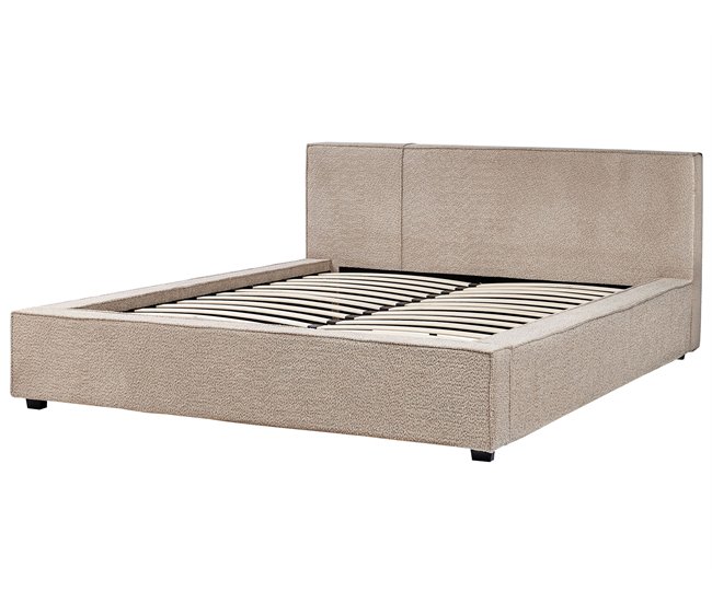 Beliani Cama com estrado Bouclé MIRANDE 189x231 Cinza