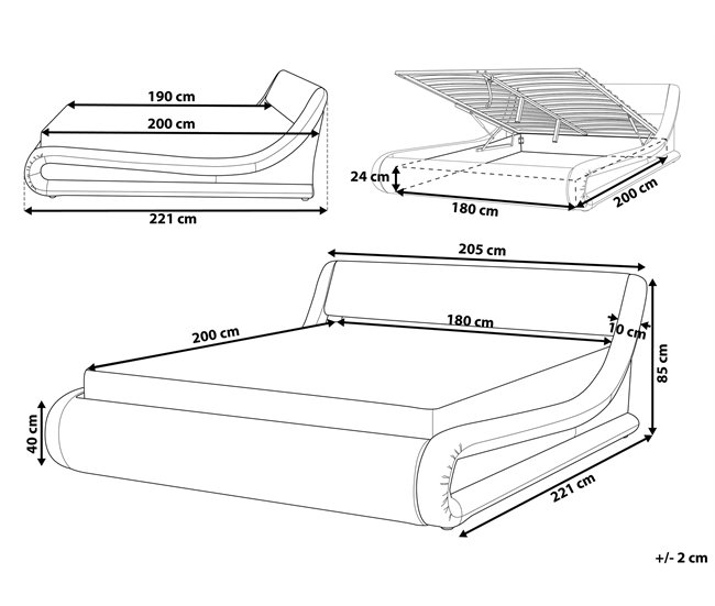 Beliani Cama com estrado Pele sintética AVIGNON 205x221 Cinza