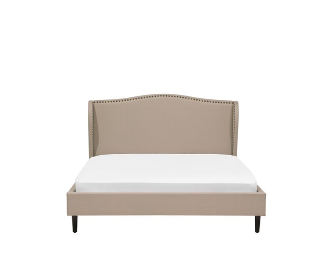 Beliani Cama com estrado Poliéster COLMAR 170x215 Areia