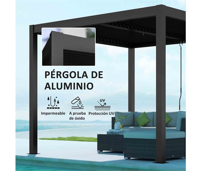 Pérgola Alumínio Outsunny Cinza