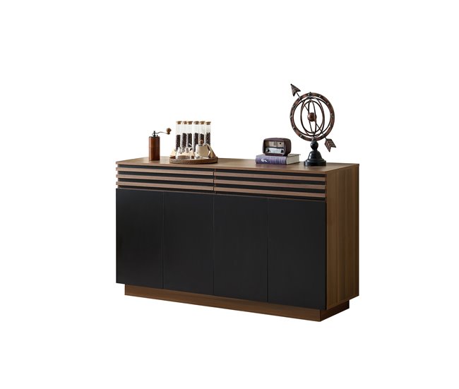 Aparador com 4 portas e 2 gavetas Preto