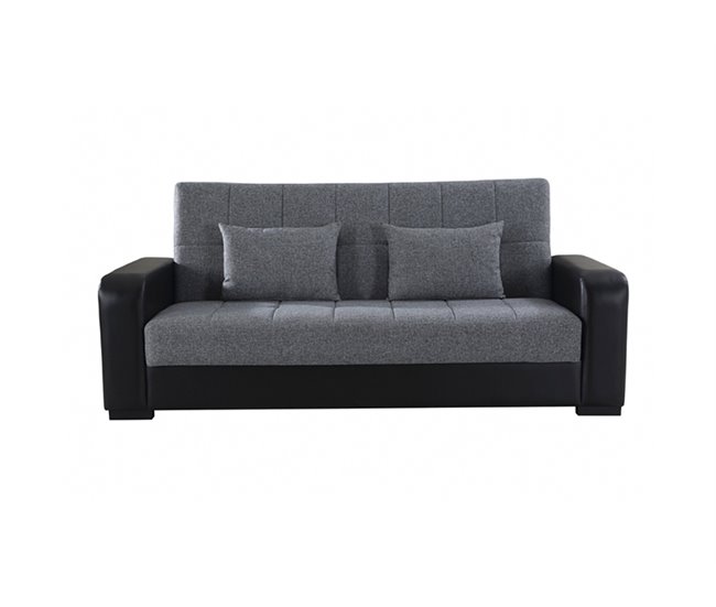 Sofá cama PRIMA  3 lugares preto cinza Preto / Cinza