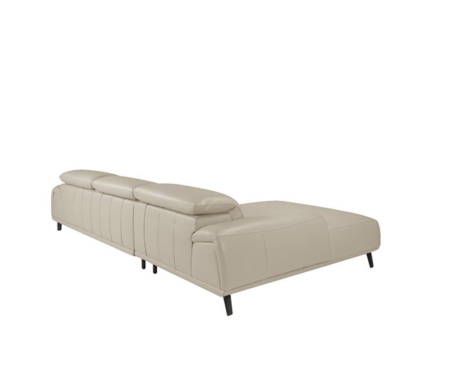 ANGEL CERDA Sofá chaise longue em pele de vaca Cinza