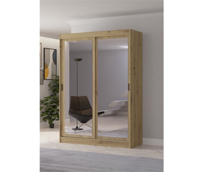 Roupeiro TOUCH II portas deslizantes com espelho 150x215cm Carvalho