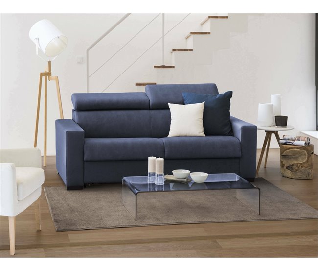 Sofá cama 3 lugares em tecido  Daara Azul