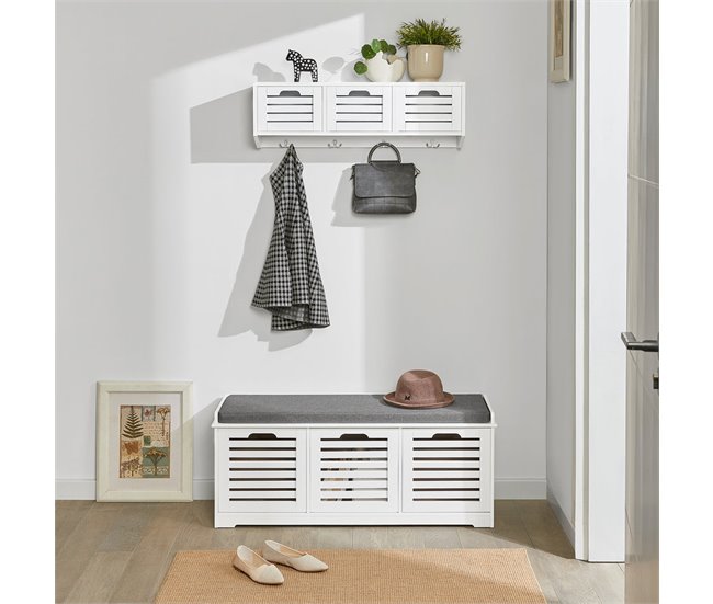 Banco e prateleira para sapatos FSR23-W+FHK19-W SoBuy Branco