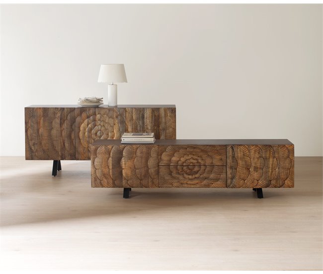 Aparador de 3 portas em madeira maciça de manga Madeira