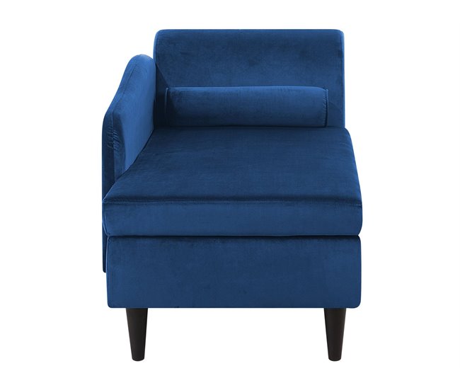 Beliani Chaise longue versão à direita Veludo LUIRO Azul Marino